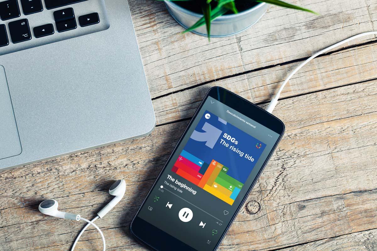 The Rising Tide: podcast from Global Reporting Initiative smartphone on a table