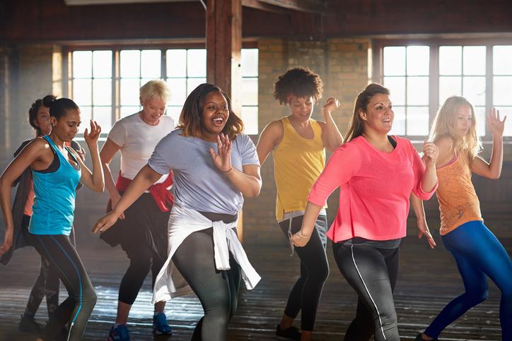 group of people working out together