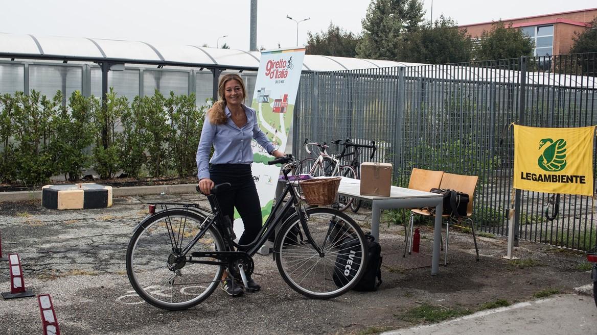 CNH Industrial participated in the annual Giretto d’Italia initiative, to promote cycling to work in Italy. person posing with a bicycle