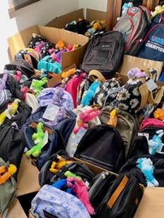 Backpacks in boxes