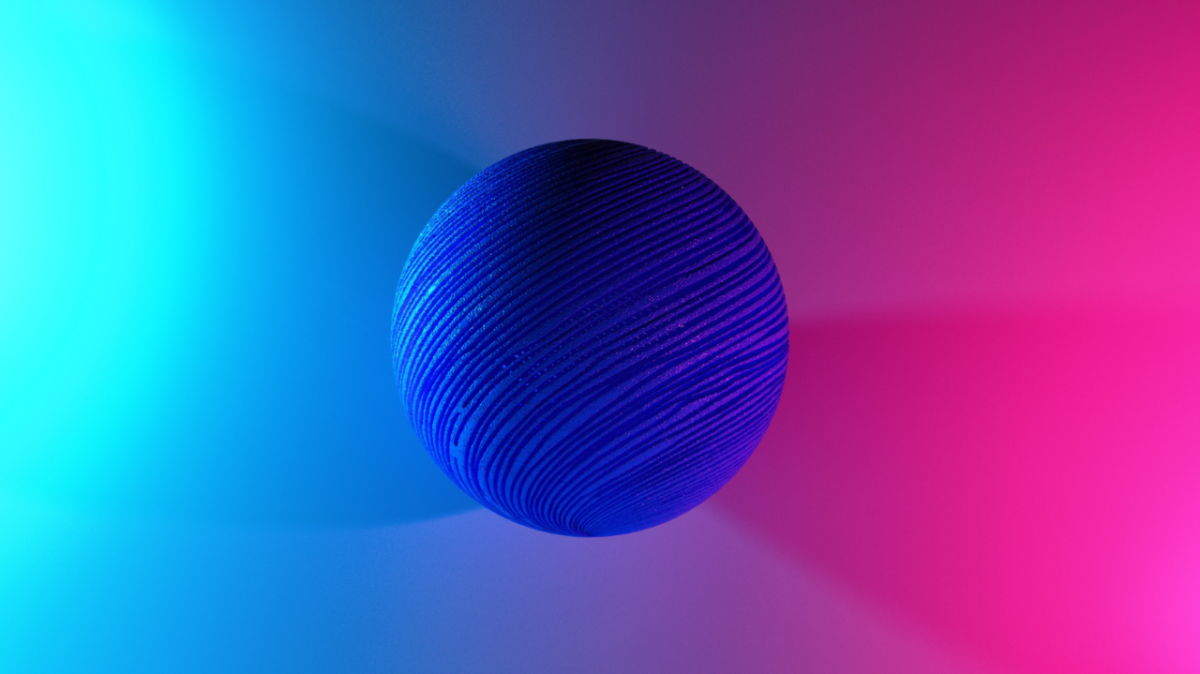 Blue ball on a colorful background