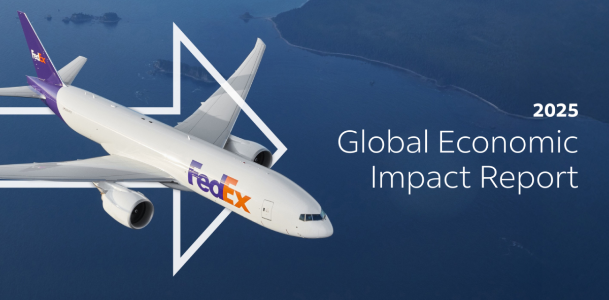"2025 Global Economic Impact Report" next to image of FedEx plane
