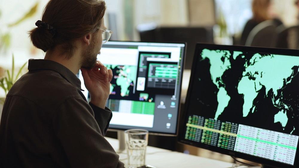 person looking at a computer screen