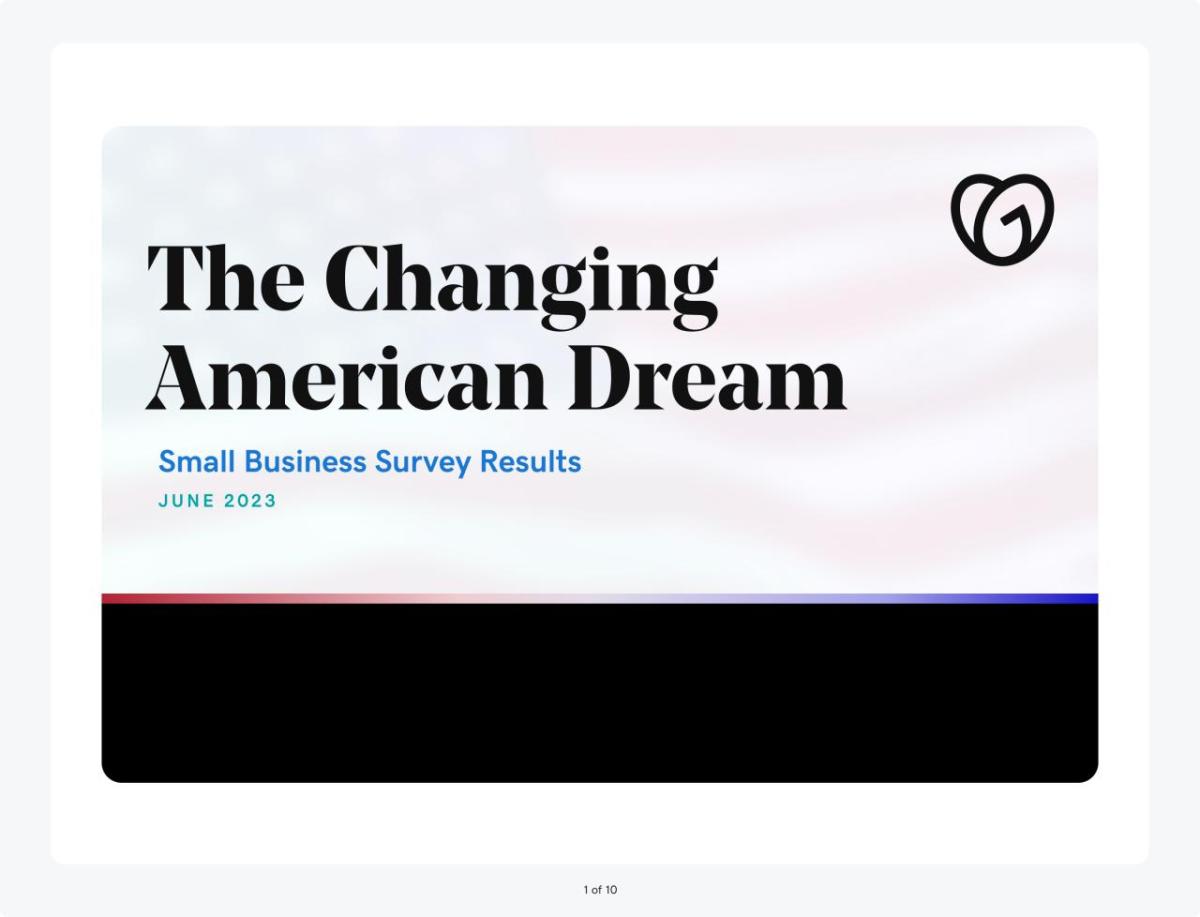 The Changing American Dream Small Business Survey Results