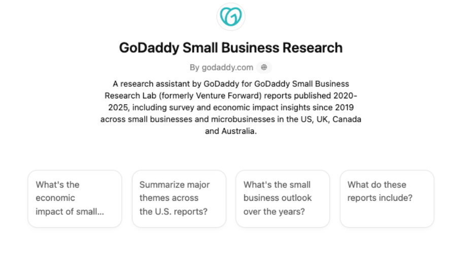 Screenshot from GoDaddy Small Business Research.