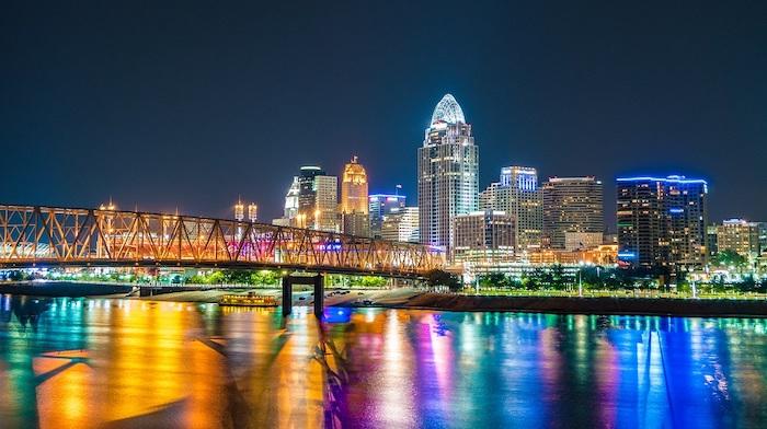 Photo of Cincinnati at night.