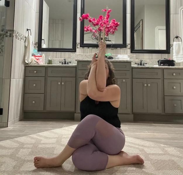 Sarah Smith doing a yoga pose.