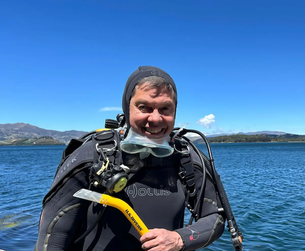 Gonzalo scuba diving.