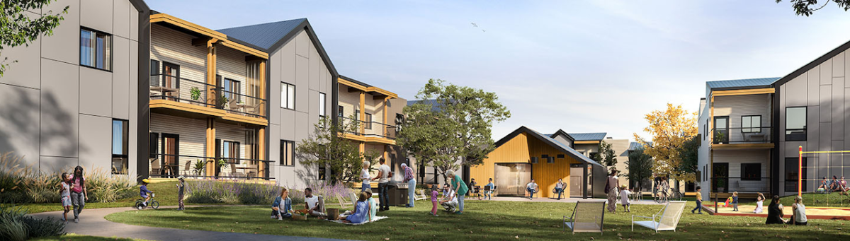 Artists rendering of Greenfield Common Phase 1 housing.