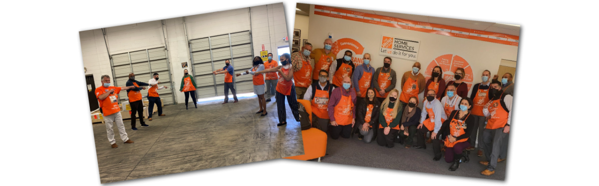 Photo montage of Kendra Byrd at her Home Depot location with team members.