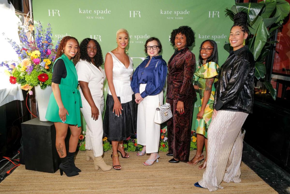 Liz Fraser, Brandice Daniel and Bowie State students at the kate spade new york x HFR Dinner; Photo Credit: BFA/Sansho Scott