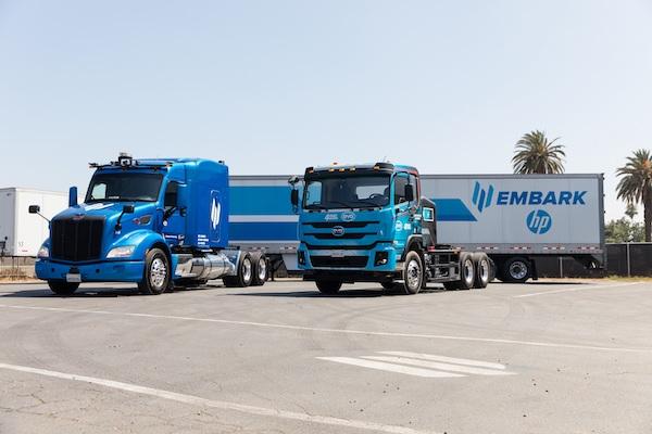 A joint initiative between Embark Trucks and HP combines electric and autonomous truck technology to create a more sustainable distribution network. Image courtesy of Embark Trucks.