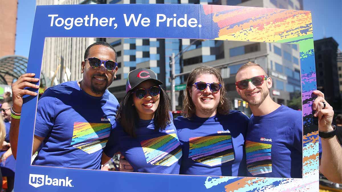 Photo: U.S. Bank employees at the Columbus, Ohio, Pride Parade. U.S. Bank employees at the Columbus, Ohio, Pride Parade.