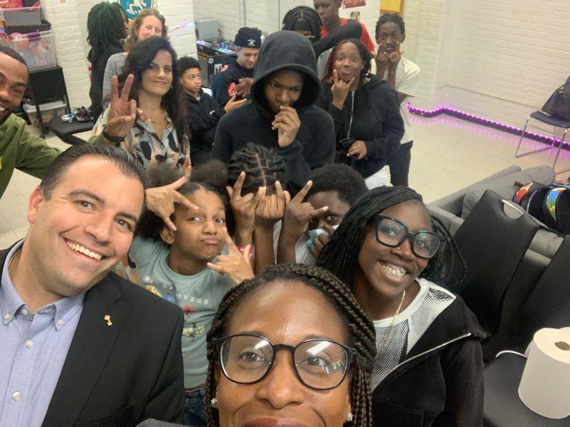 KeyBank and Family Services leaders in a group selfie.