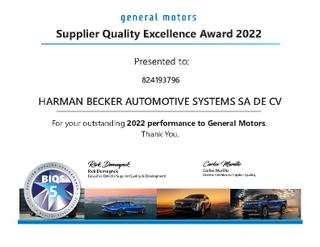 General Motors Supplier Quality Excellence Award 