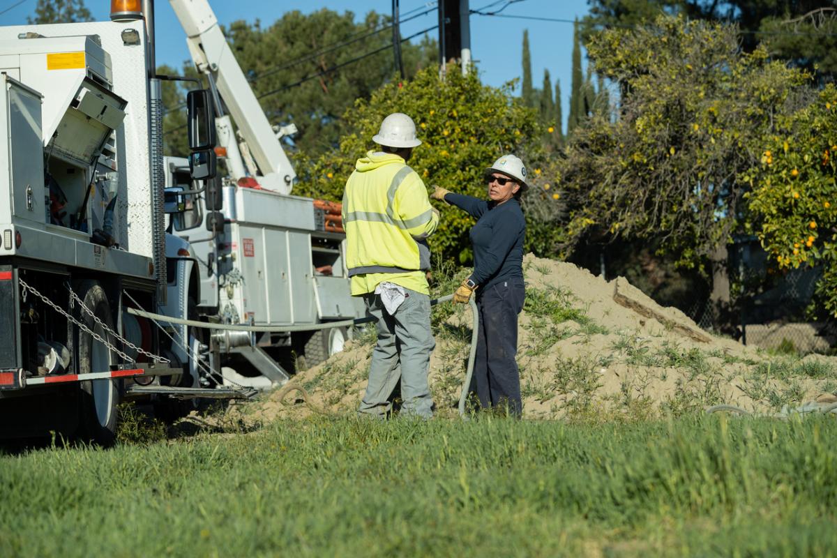Vasquez works on an electrical cable undergrounding project in Loma Linda.
