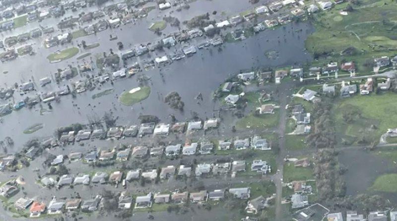 Devastation shown from above in the aftermath of Hurricane Ian.