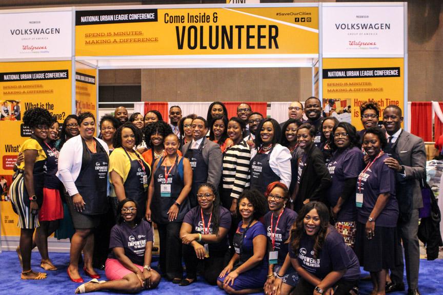 Lisha Woods, Business Process Analyst, VW Credit, Inc., and Lisa Brown, Sr. Diversity and Inclusion Specialist, VWGoA, posed with volunteers who stuffed backpacks with school supplies for St. Louis children.