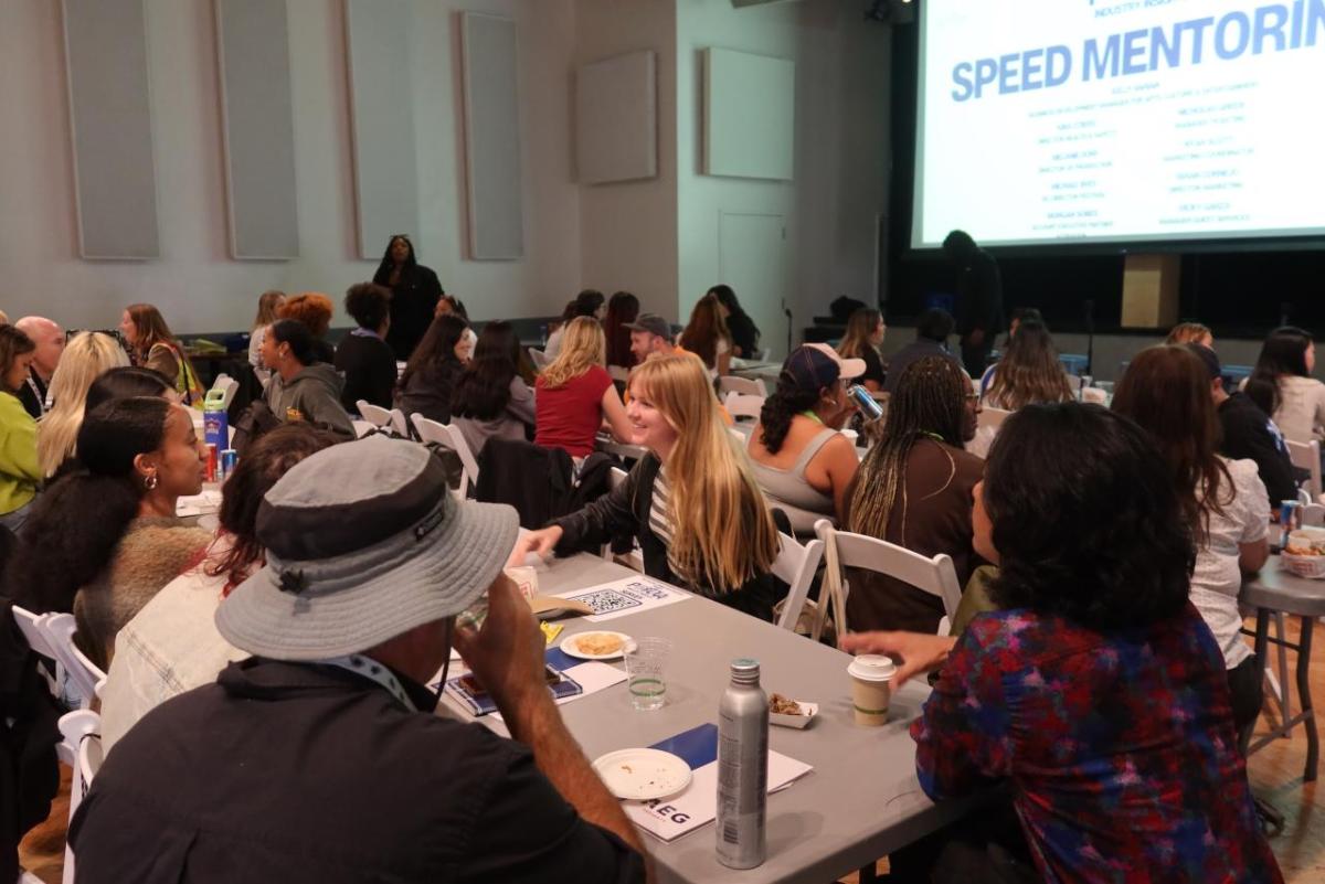 Students had the chance to participate in speed mentoring sessions with professionals from departments such as merchandise, partner activations, sales, and production.