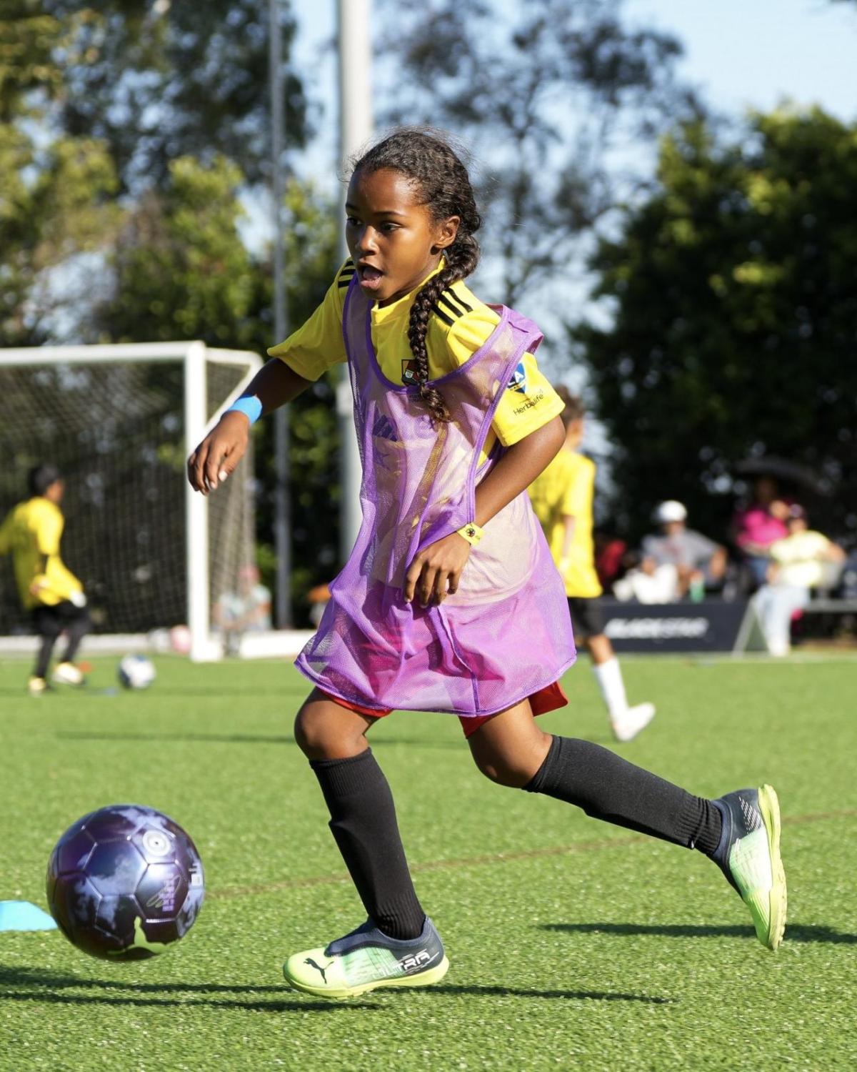 Participants did drills with the guidance of LA Galaxy Youth Soccer coaches.