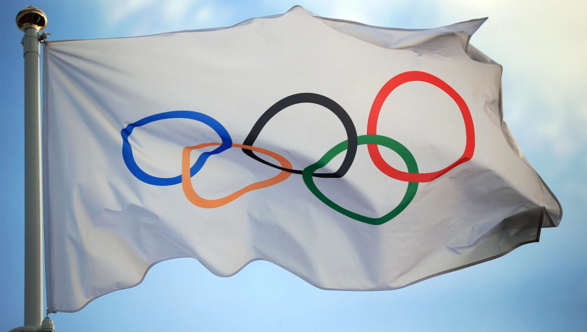 Olympic flag flying