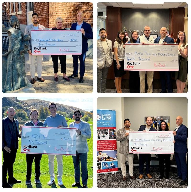Photo collage showing the four KeyBank grants to Boise, Idaho charities.