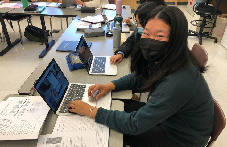 Photo: High school student Tricia Zhang in Tanya Buxton’s Biotechnology Research Methods class at Menlo School in Atherton, California. High school student Tricia Zhang in Tanya Buxton’s Biotechnology Research Methods class at Menlo School in Atherton, California.