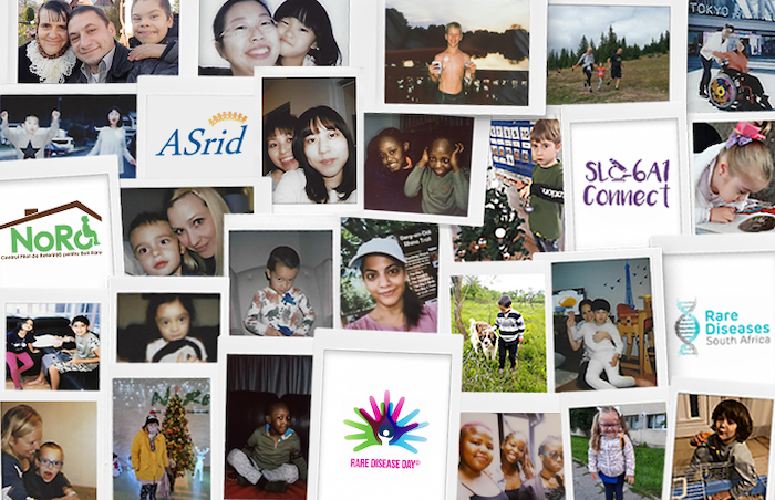 Photo montage of Rare Disease organizations including: ASrid, NoRo, SLC6A1, and Rare Disease South Africa.