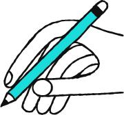 Holding a pencil.