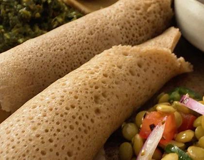 Close up of the Injera Platter