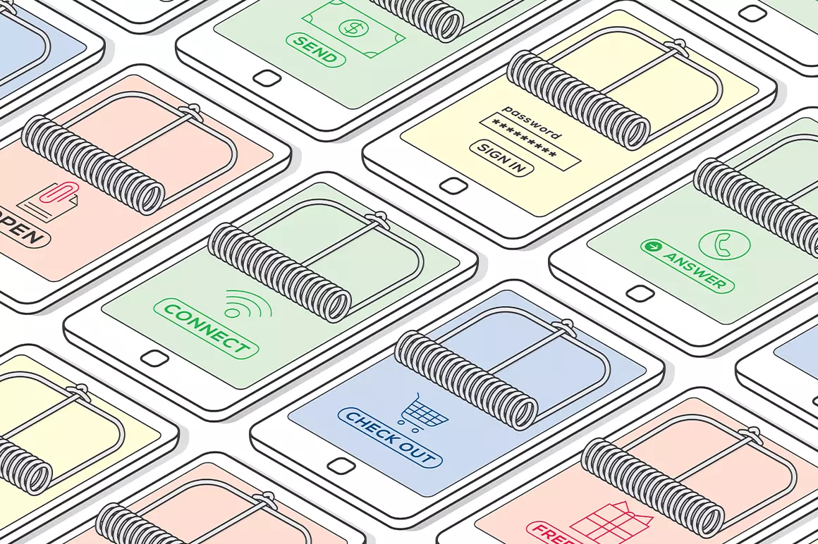 Getty Images illustration of smartphones as mouse traps