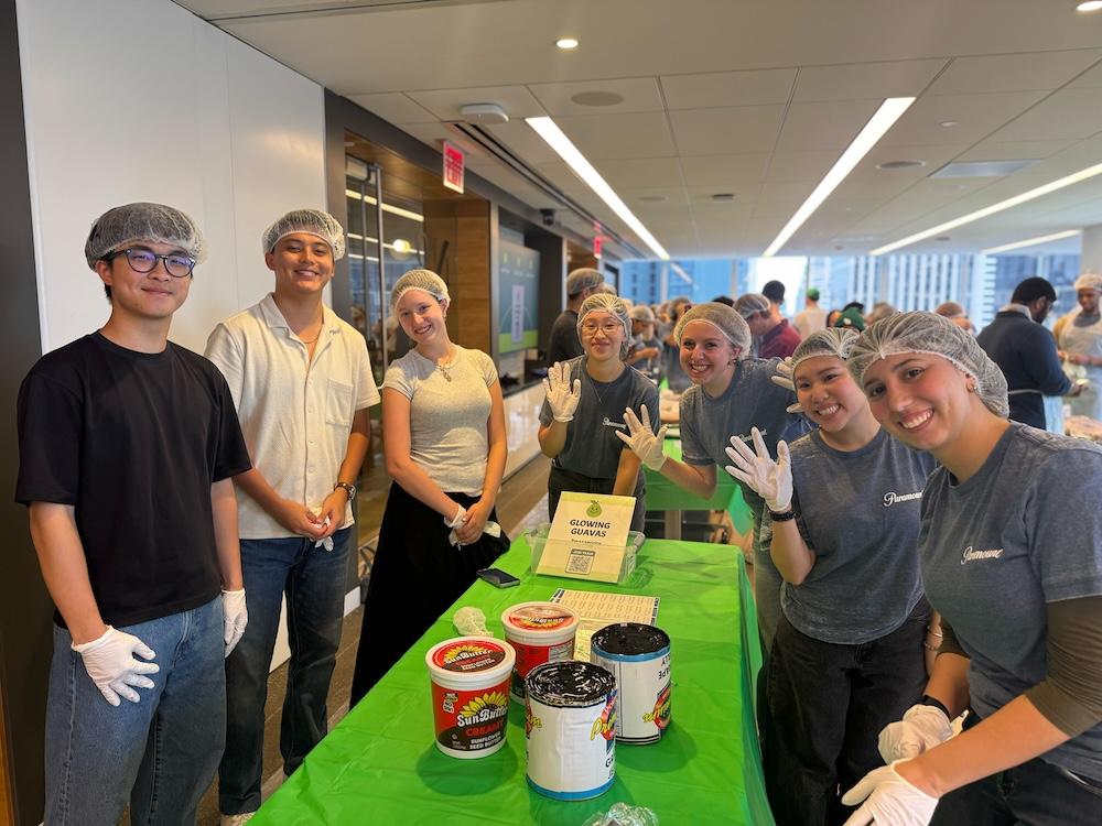 volunteers making food