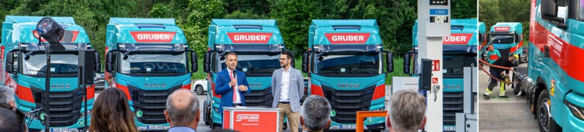 from left to right: Martin Gruber, CEO Gruber Logistics and Andrea Condotta, Public Affairs & Innovation Manager Gruber Logistics