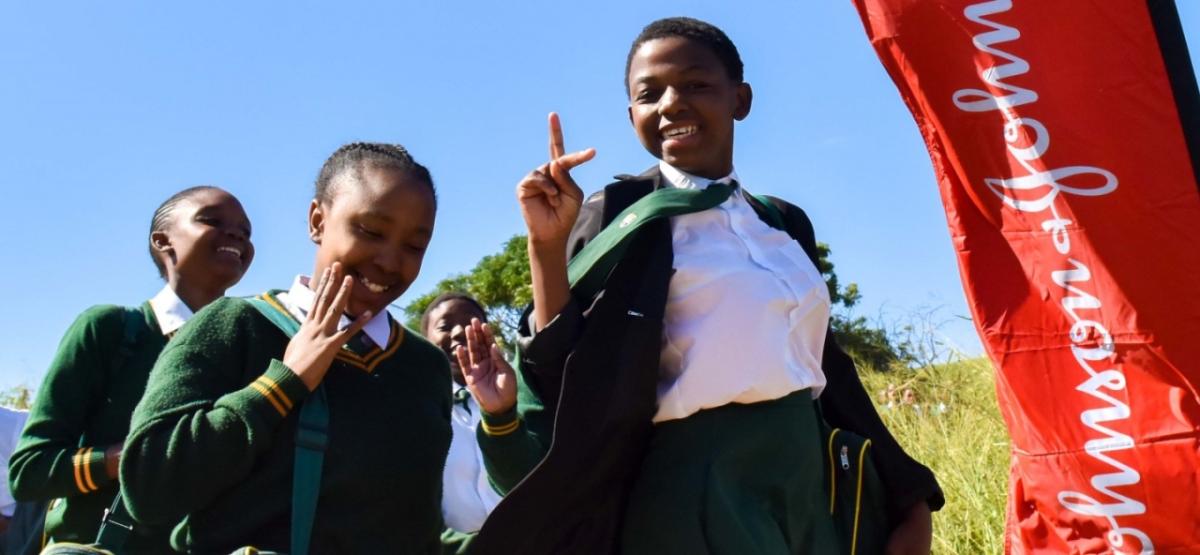 Members of a youth-led peer program launched in part by Johnson & Johnson that aims to reduce HIV infections among young women in sub-Saharan Africa