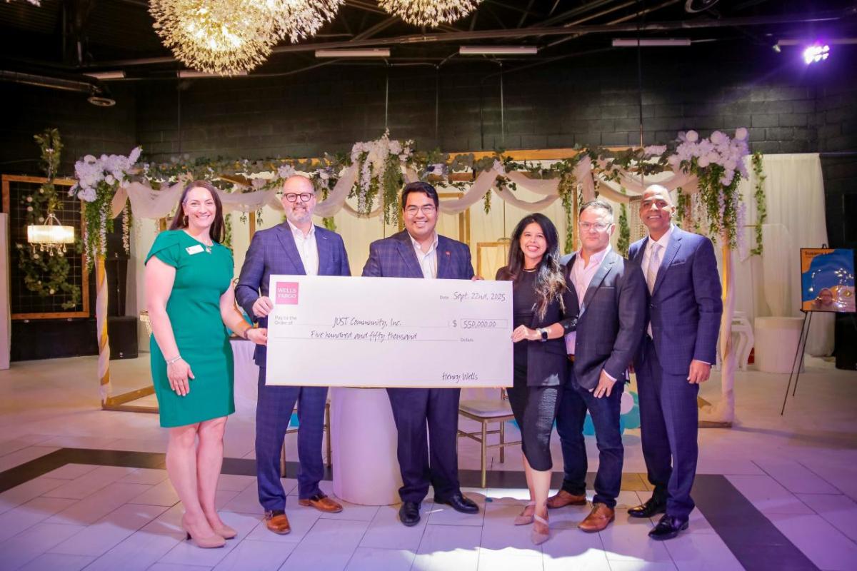 Wells Fargo presented JUST representatives with a grant to help small business owners across Texas.