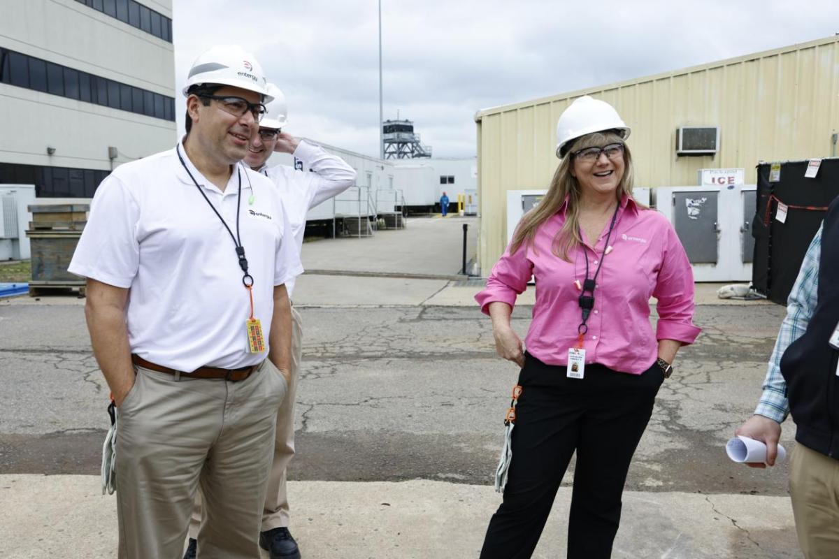 Kimberly Cook-Nelson at a nuclear power plants talking to others