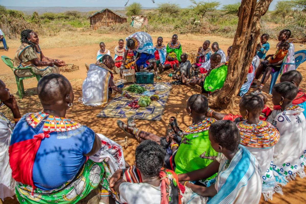 Action Against Hunger establishes mother-to-mother support groups. 