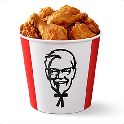 A KFC logo bucket of fried chicken.
