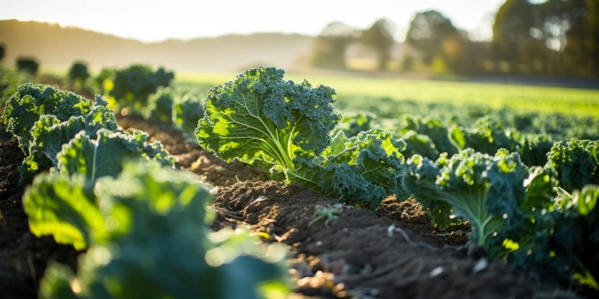 Long rows of curly Kale