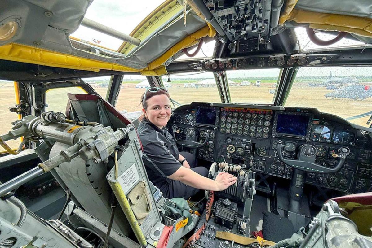 Kay Goke in cockpit 