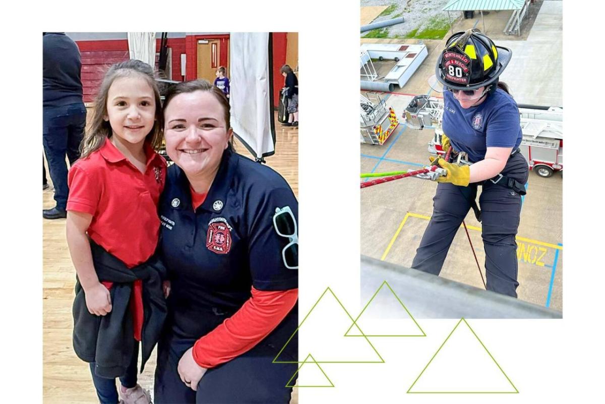 Kay Goke working as a firefighter