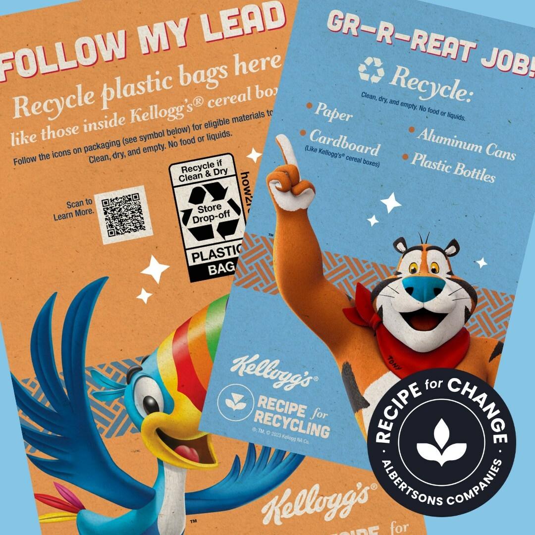 In-store messaging encouraging consumers to recycle items with the How2Recycle logo.