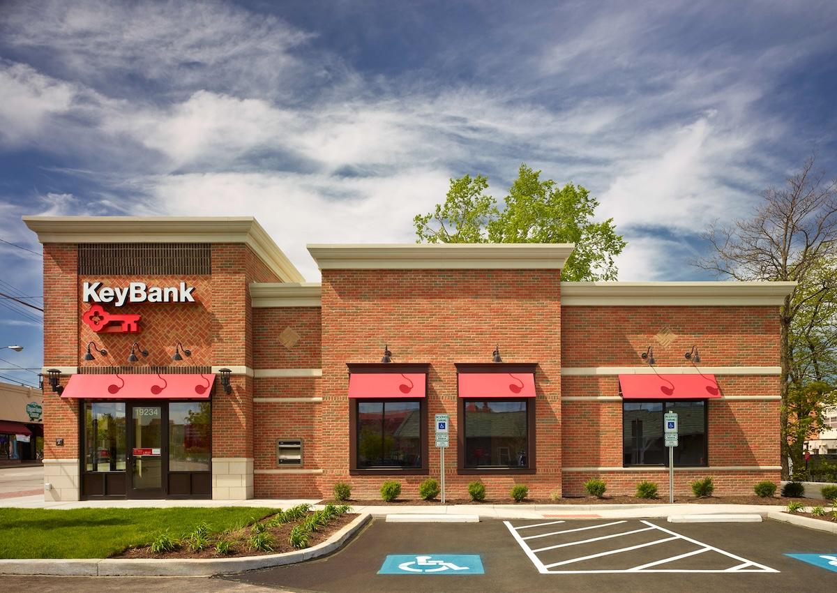 KeyBank branch rendering showing exterior of the branch.