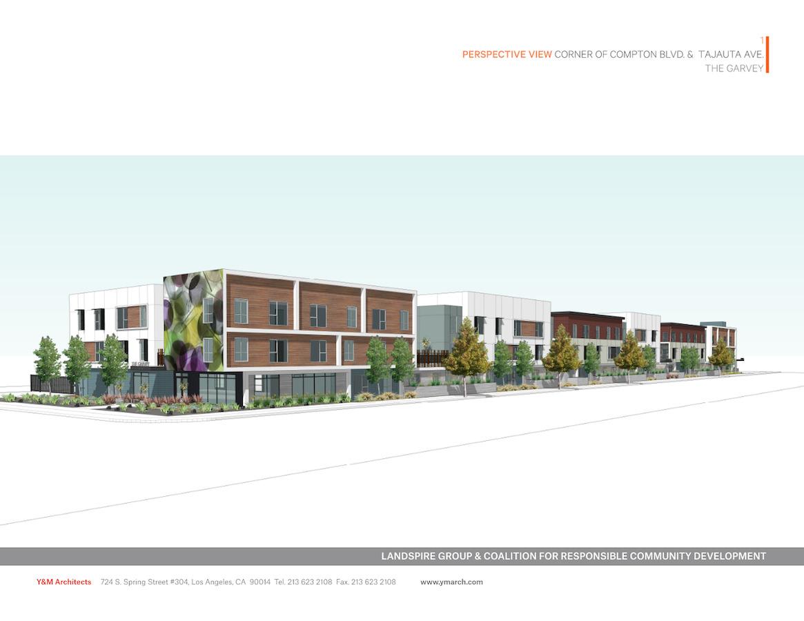 Rendering of Compton Blvd. affordable housing project.