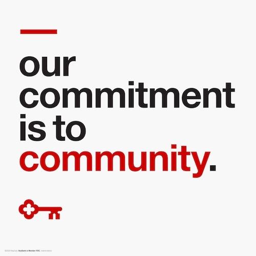 KeyBank community logo: Our commitment is to community. 