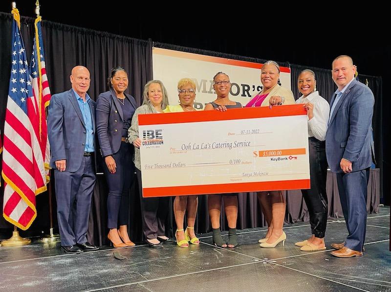 From left to right:  Brian Earley, Ivory Salmon, Teri Todd, Yvonne Harrington, Award Winner - Lakeshia Peterson, Nakesha Fulce, Rebecca Lomax & Nick Bontreger.