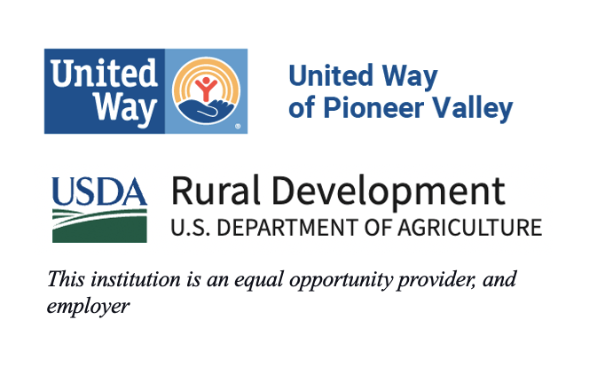 United Way of Pioneer Valley and USDA Rural Development logos.