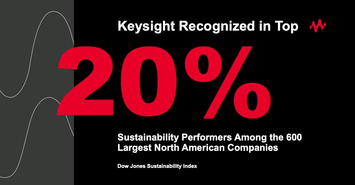 "Keysight recognized in the top 20 percent sustainability performers among the 600 largest North American companies"