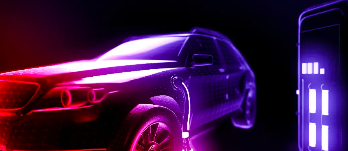 glowing outline of an EV charging