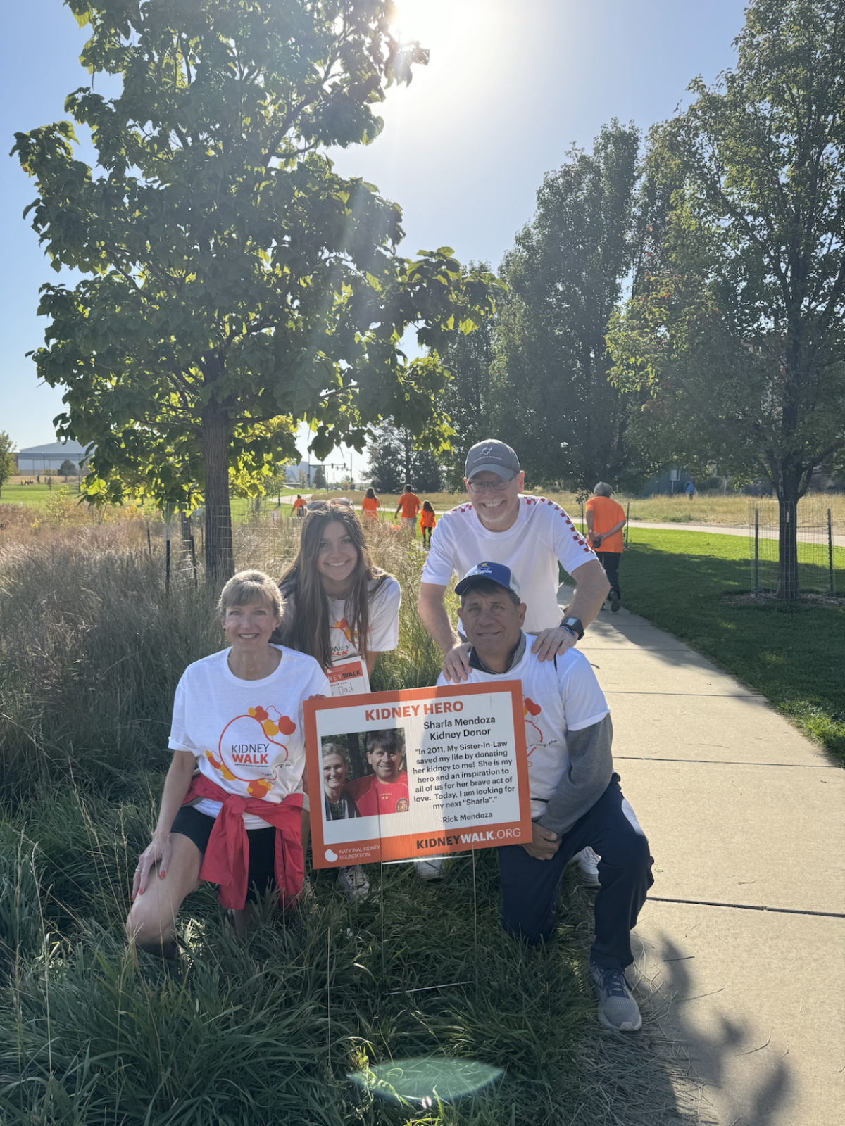 Rick and his family attending the 2024 Denver Kidney Walk, hosted by the National Kidney Foundation " "